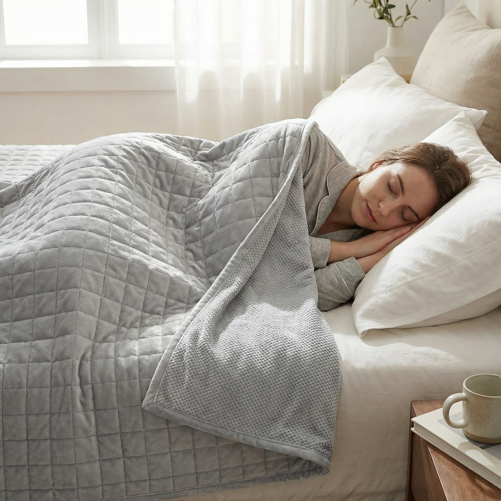 Coperta terapeutica originale - Coperta ponderata con rivestimento per 4 stagioni in grigio ghiaccio per adulti