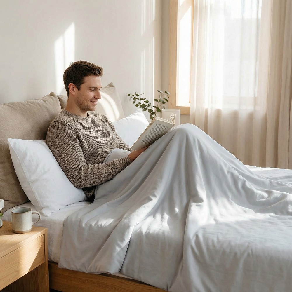Coperta terapeutica originale - Coperta ponderata con rivestimento in cotone grigio chiaro per adulti