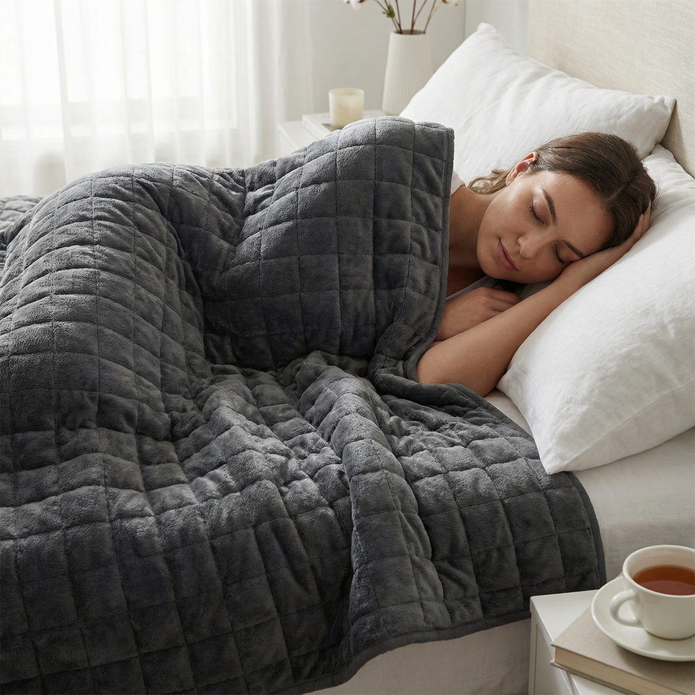 Coperta terapeutica originale - Coperta ponderata con rivestimento per 4 stagioni in grigio grafite per adulti