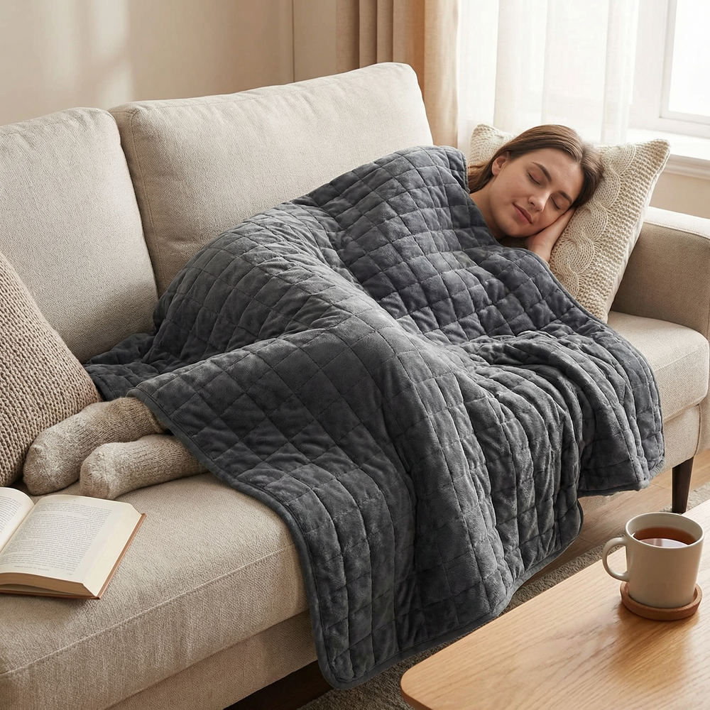 Coperta terapeutica originale - Coperta ponderata con rivestimento per 4 stagioni in grigio grafite per adulti