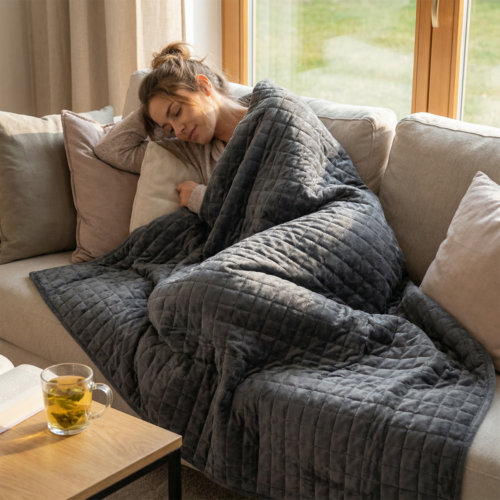 Coperta terapeutica originale - Coperta ponderata con rivestimento per 4 stagioni in grigio grafite per adulti
