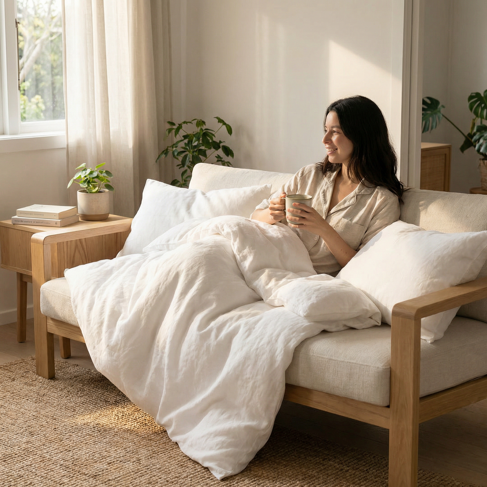 Coperta terapeutica originale - Coperta ponderata con rivestimento per 4 stagioni in bianco per adulti