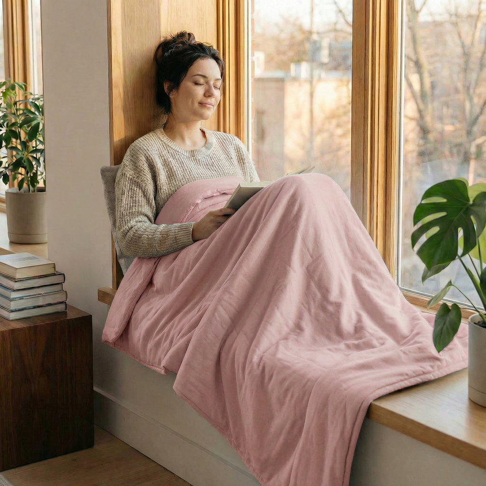 Coperta terapeutica originale - Coperta ponderata con rivestimento in cotone rosa per adulti