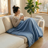 Coperta terapeutica originale - Coperta ponderata con rivestimento in cotone in blu acciaio per adulti