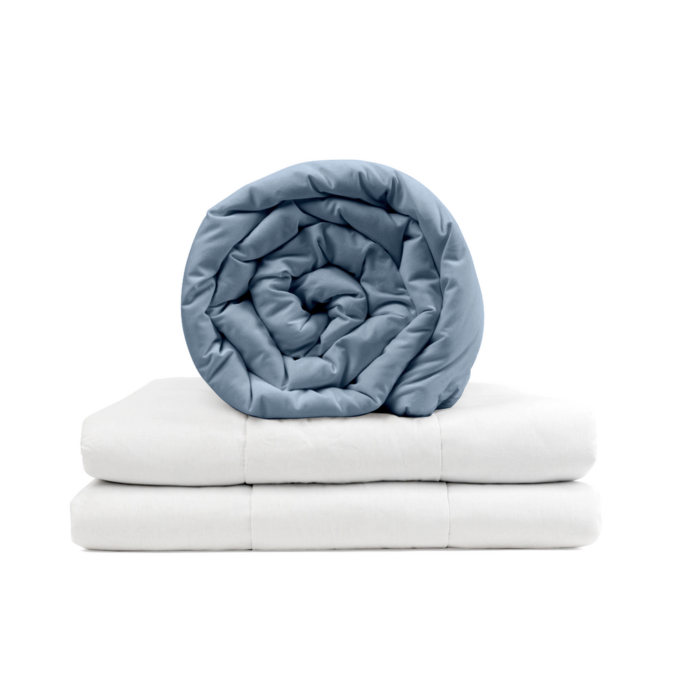 Coperta terapeutica originale - Coperta ponderata con rivestimento in cotone in blu acciaio per adulti