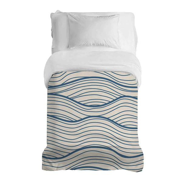Coperta terapeutica originale - Rivestimento in cotone beige onde blu
