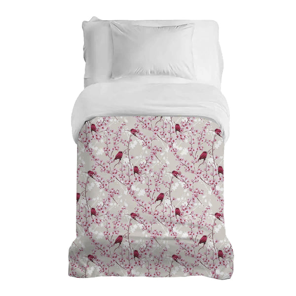 Coperta terapeutica originale - Rivestimento in cotone con fiori di ciliegio e uccelli