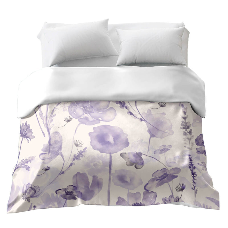 Coperta terapeutica originale - Rivestimento in cotone lilla acquerello fiori