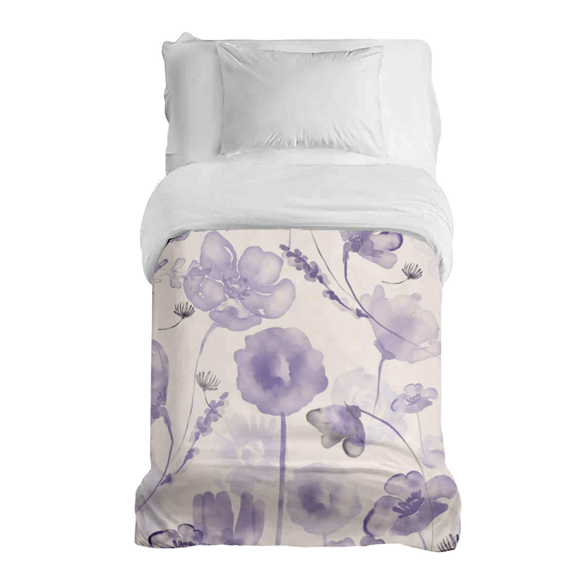 Coperta terapeutica originale - Rivestimento in cotone lilla acquerello fiori