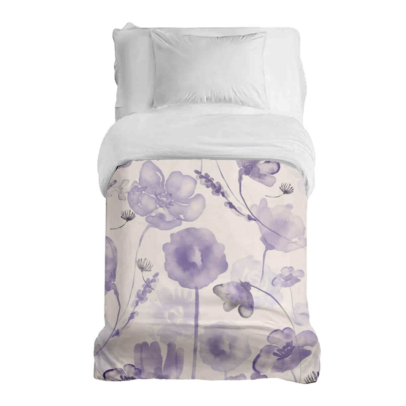 Coperta terapeutica originale - Rivestimento in cotone lilla acquerello fiori