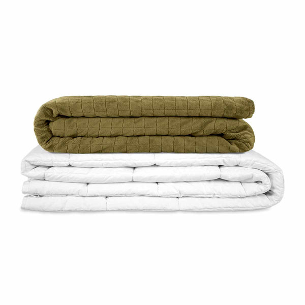 Coperta terapeutica originale - Coperta ponderata con rivestimento per 4 stagioni in verde oliva per adulti