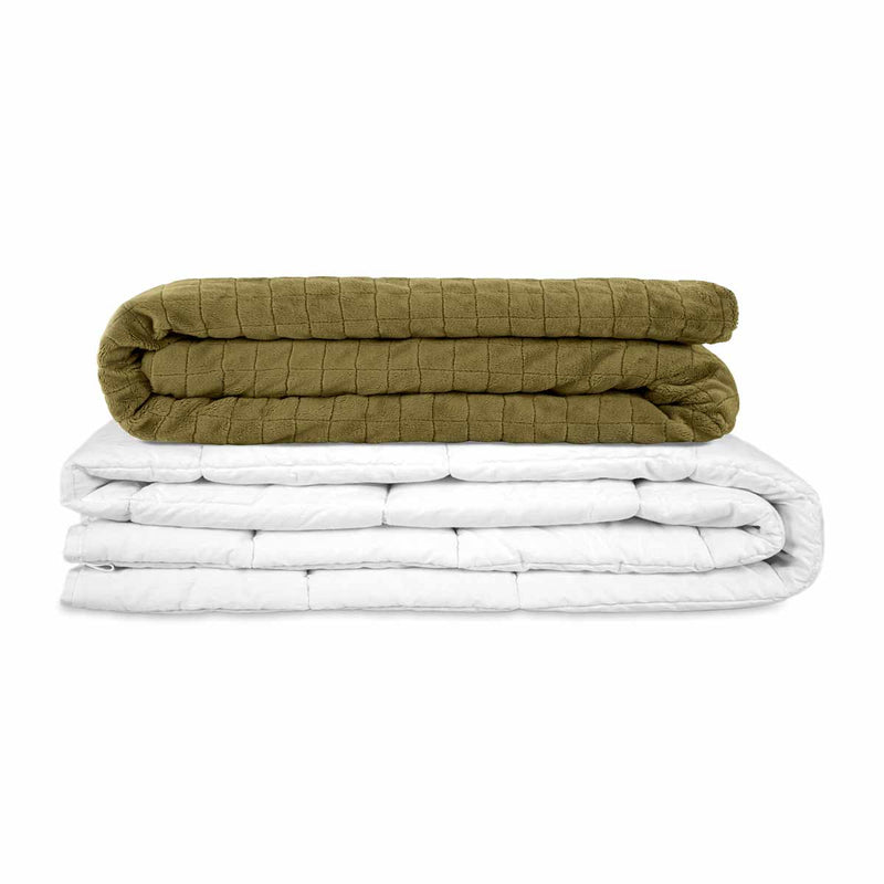 Coperta terapeutica originale - Coperta ponderata con rivestimento per 4 stagioni in verde oliva per adulti