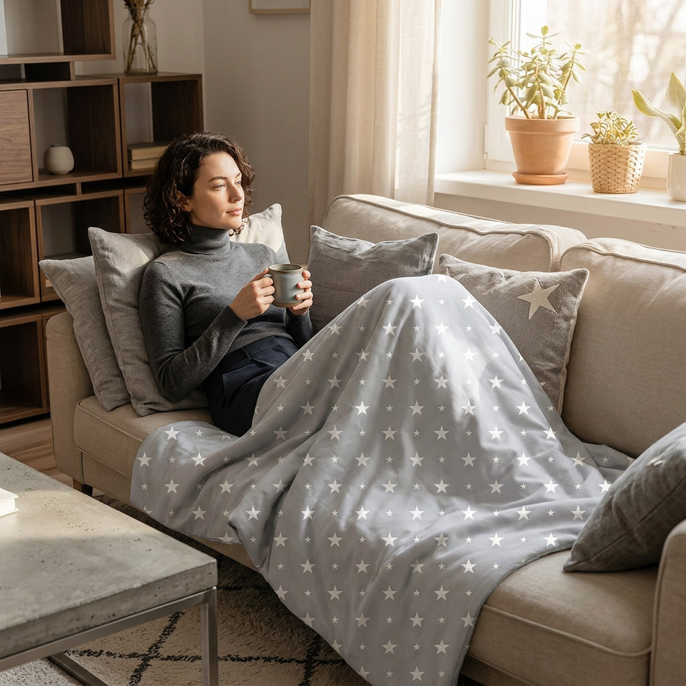 Coperta terapeutica originale - Coperta ponderata con rivestimento in cotone con stelle per adulti