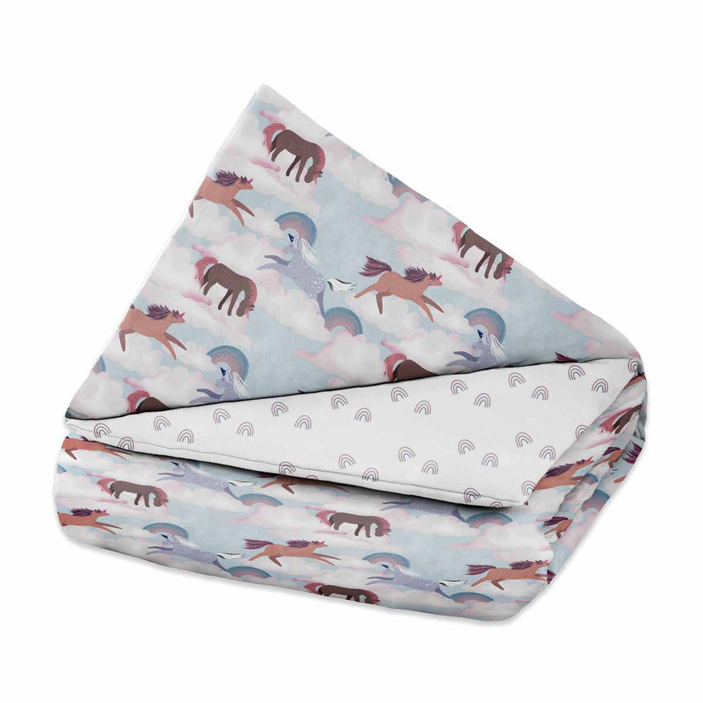 Coperta terapeutica originale - Coperta ponderata con motivo cavalli e rivestimento in cotone per bambini