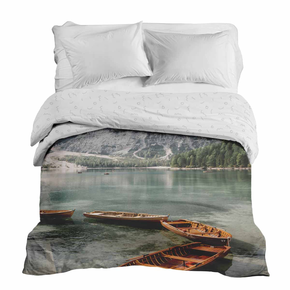 Coperta terapeutica originale - Rivestimento in cotone Lago con barche