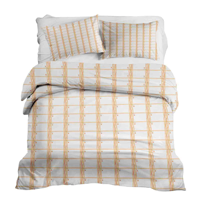 Set di biancheria da letto con coperta terapeutica gialla a quadri
