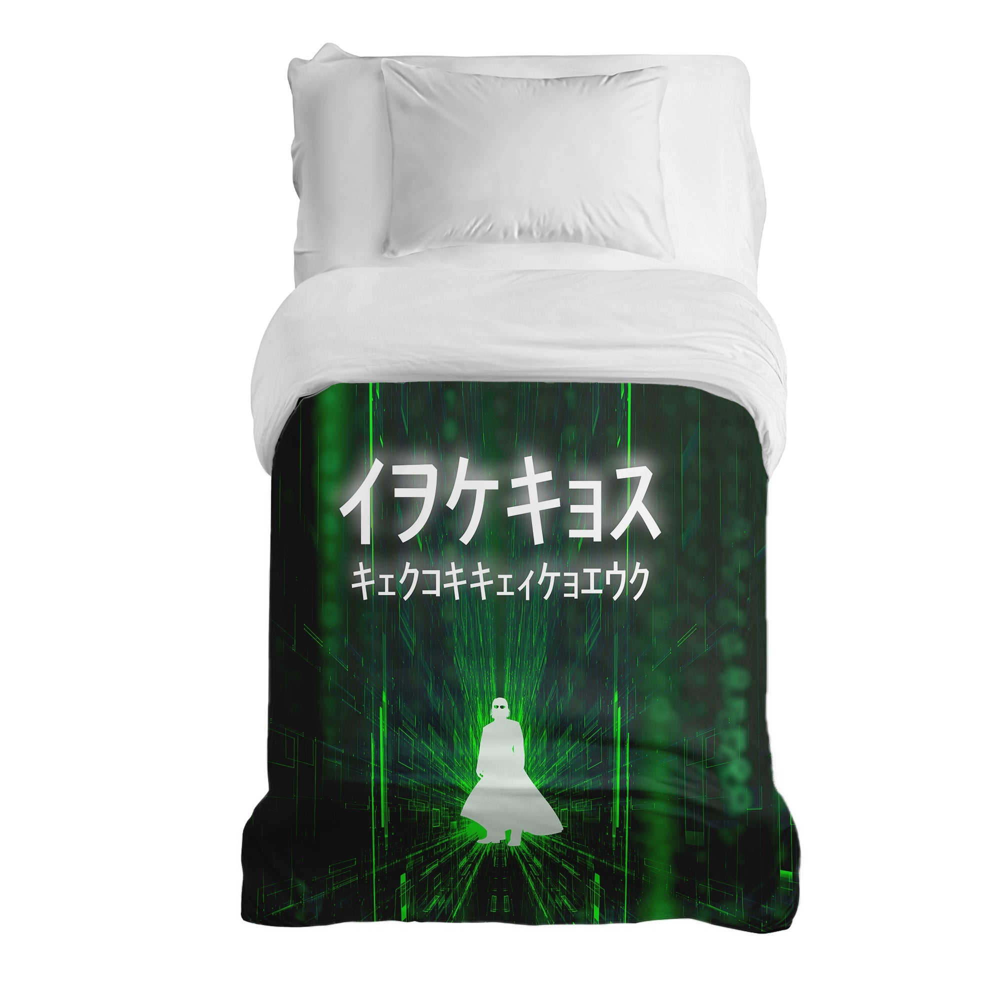 Coperta terapeutica originale - Rivestimento in cotone verde con caratteri scritti