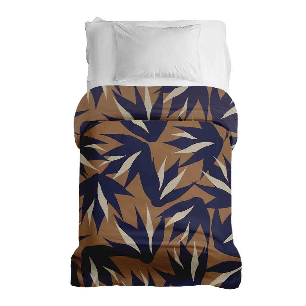 Coperta terapeutica originale - Rivestimento in cotone marrone con foglie blu