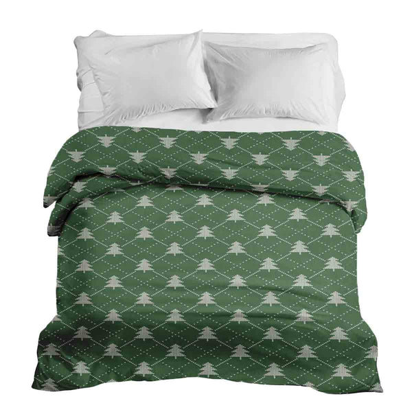 Coperta terapeutica originale - Rivestimento in cotone verde con alberi di pino