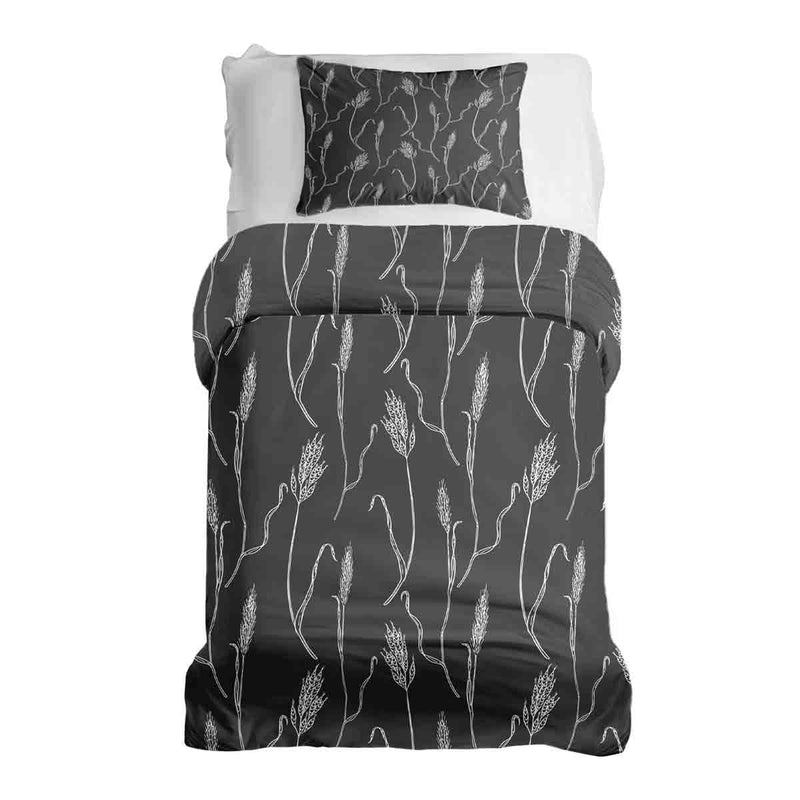 Set di biancheria da letto con coperte terapeutiche grigio scuro con rami bianchi