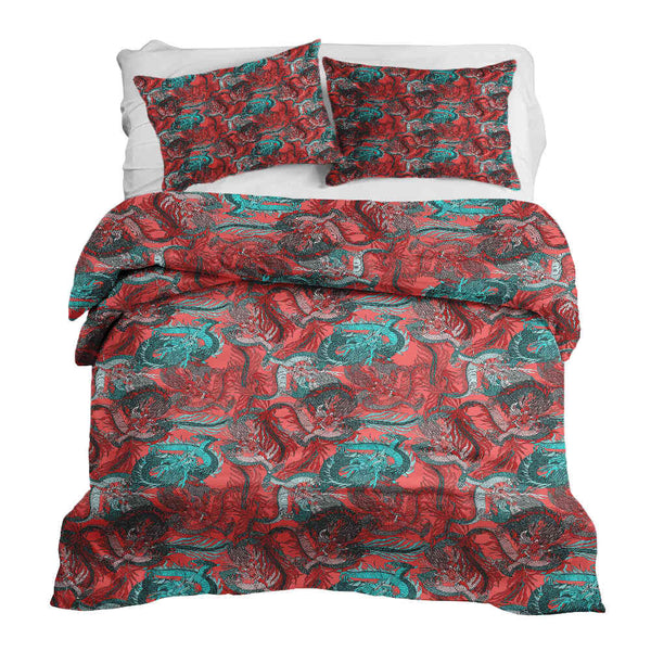 Set di biancheria da letto con coperta terapeutica astratta rossa