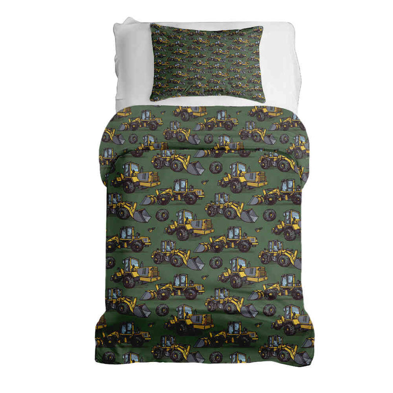 Set di biancheria da letto con coperta terapeutica verde trattore