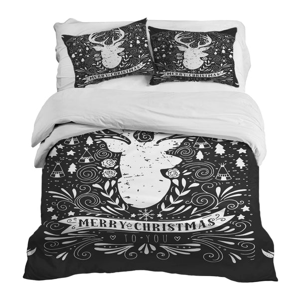 Set di biancheria da letto con coperta terapeutica nero Buon Natale