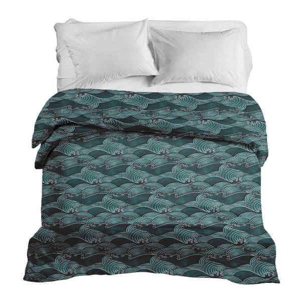 Coperta terapeutica originale - Rivestimento in cotone onde turchese-verde