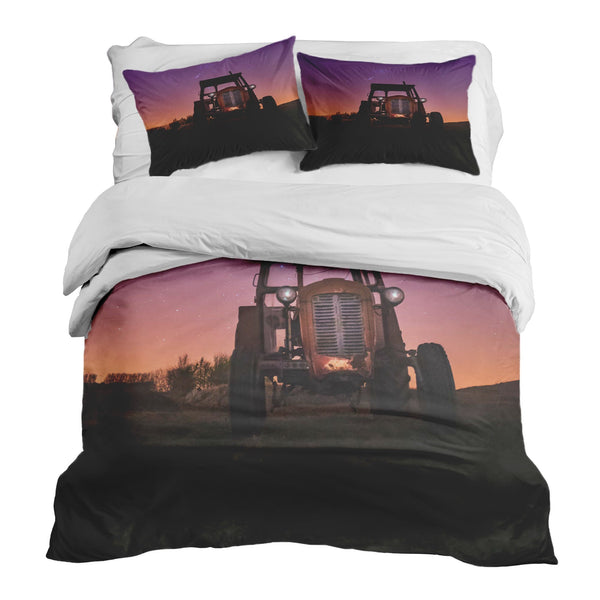 Set di biancheria da letto con coperta terapeutica viola con trattore