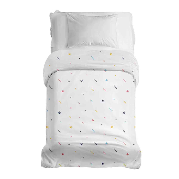 Coperta terapeutica originale - Rivestimento in cotone bianco con forme colorate