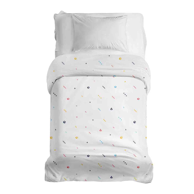 Coperta terapeutica originale - Rivestimento in cotone bianco con forme colorate
