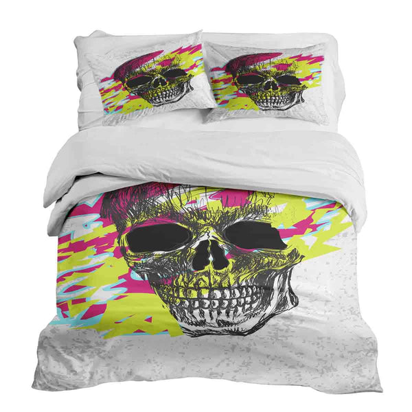 Set di biancheria da letto con coperta terapeutica teschio colorato