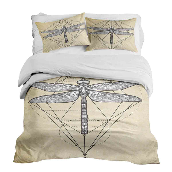 Set di biancheria da letto con coperta terapeutica gialla con libellula