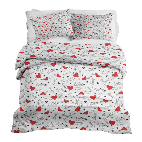 Set di biancheria da letto con coperta terapeutica L'amore dà le ali