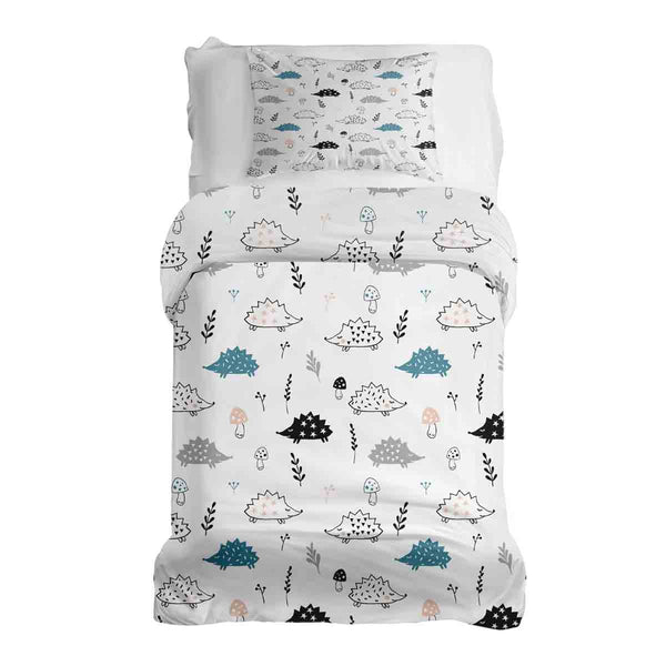 Set di biancheria da letto con coperta terapeutica bianca con riccio