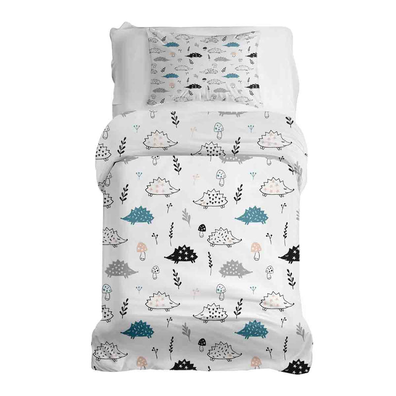 Set di biancheria da letto con coperta terapeutica bianca con riccio