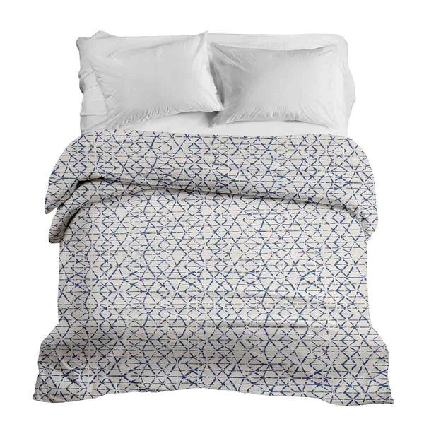 Coperta terapeutica originale - Rivestimento in cotone bianco con delicate forme blu