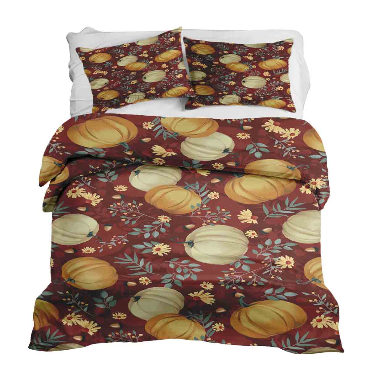 Set di biancheria da letto con coperte terapeutiche rosse con zucche