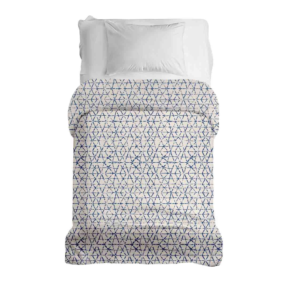 Coperta terapeutica originale - Rivestimento in cotone bianco con delicate forme blu