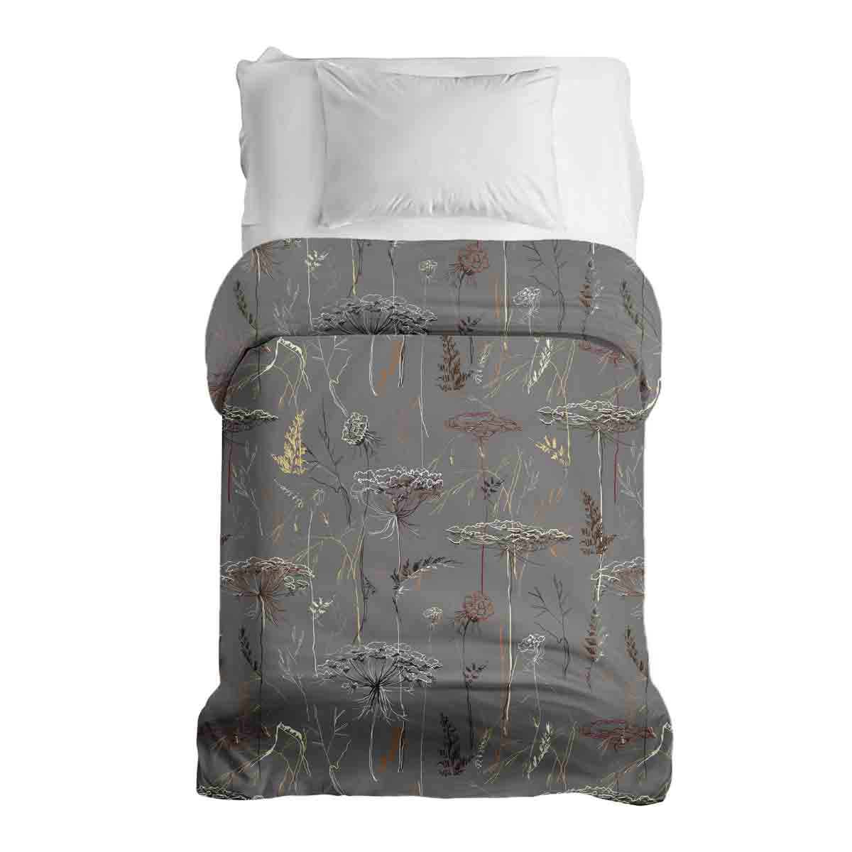 Coperta terapeutica originale - Rivestimento in cotone grigio con piante dorate