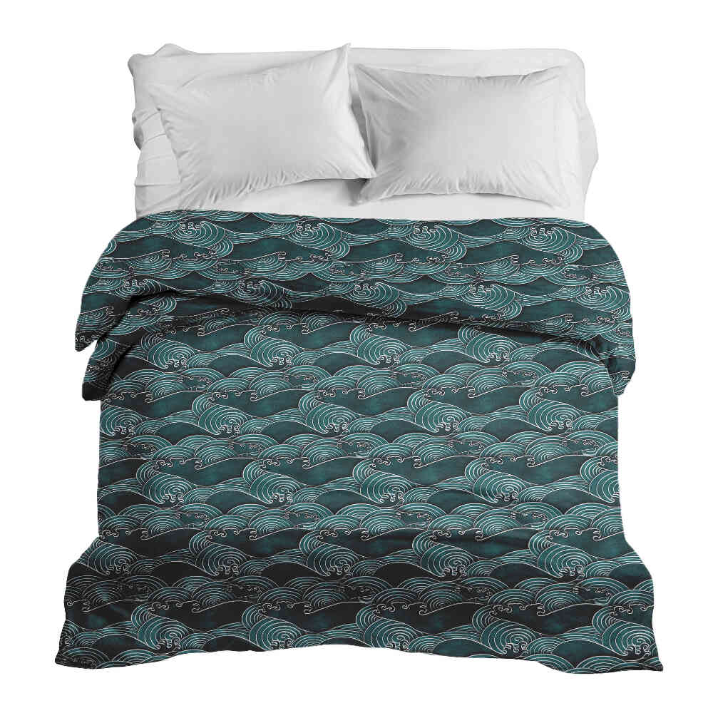 Coperta terapeutica originale - Rivestimento in cotone onde turchese-verde