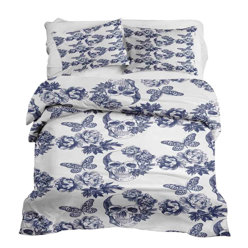 Set di biancheria da letto con coperta terapeutica fiori teschio
