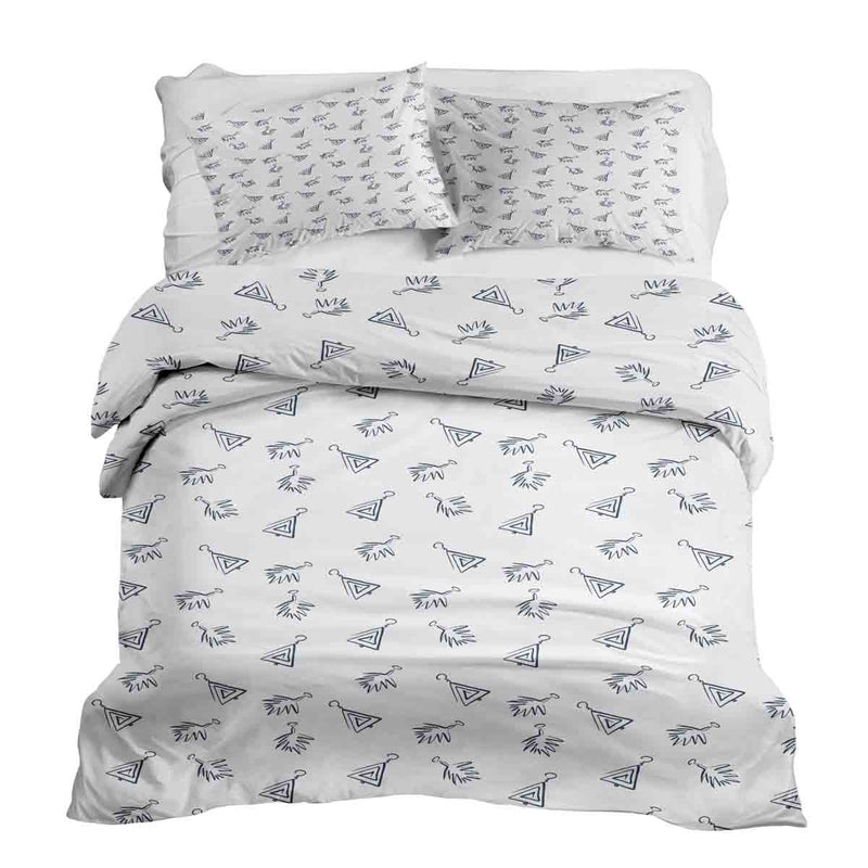 Set di biancheria da letto con coperte terapeutiche bianche e orecchini boho