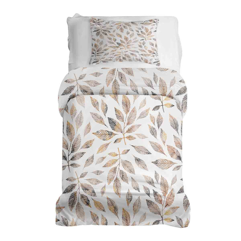 Set di biancheria da letto con coperte terapeutiche bianco con rami marrone chiaro