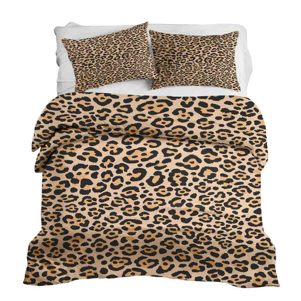 Set di biancheria da letto con coperta terapeutica stampa leopardo