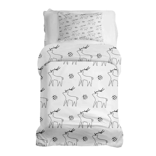 Set di biancheria da letto con coperta terapeutica bianca con cervo