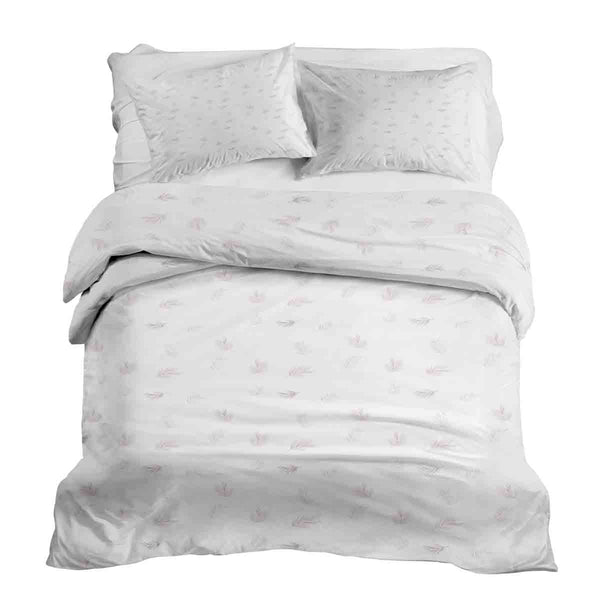 Set di biancheria da letto con coperte terapeutiche bianco con rami rosa
