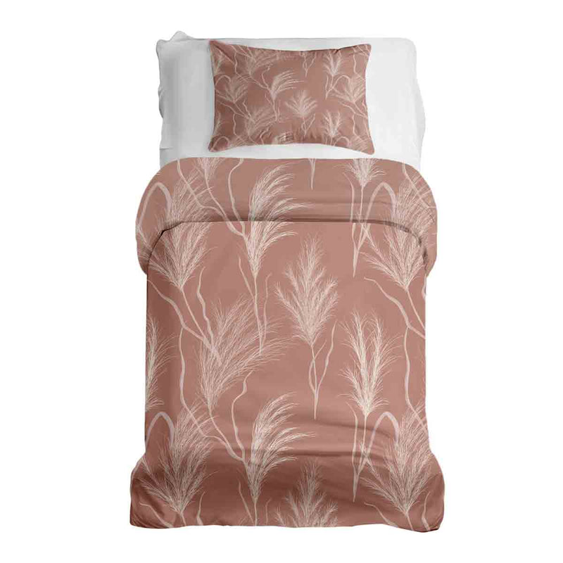 Set di biancheria da letto con coperta terapeutica rosa antico con erba della Pampas