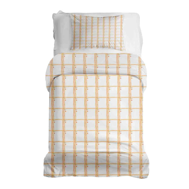 Set di biancheria da letto con coperta terapeutica gialla a quadri