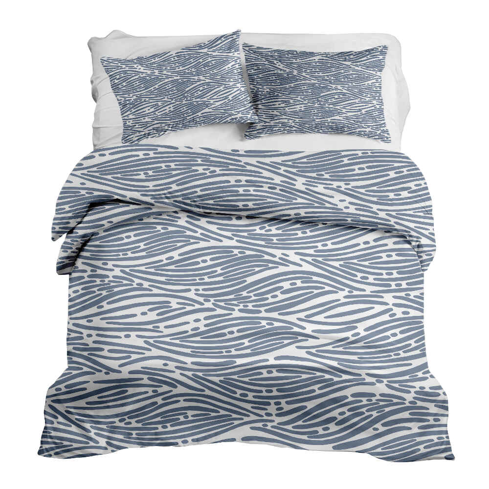 Set di biancheria da letto con coperta terapeutica motivo ondulato blu
